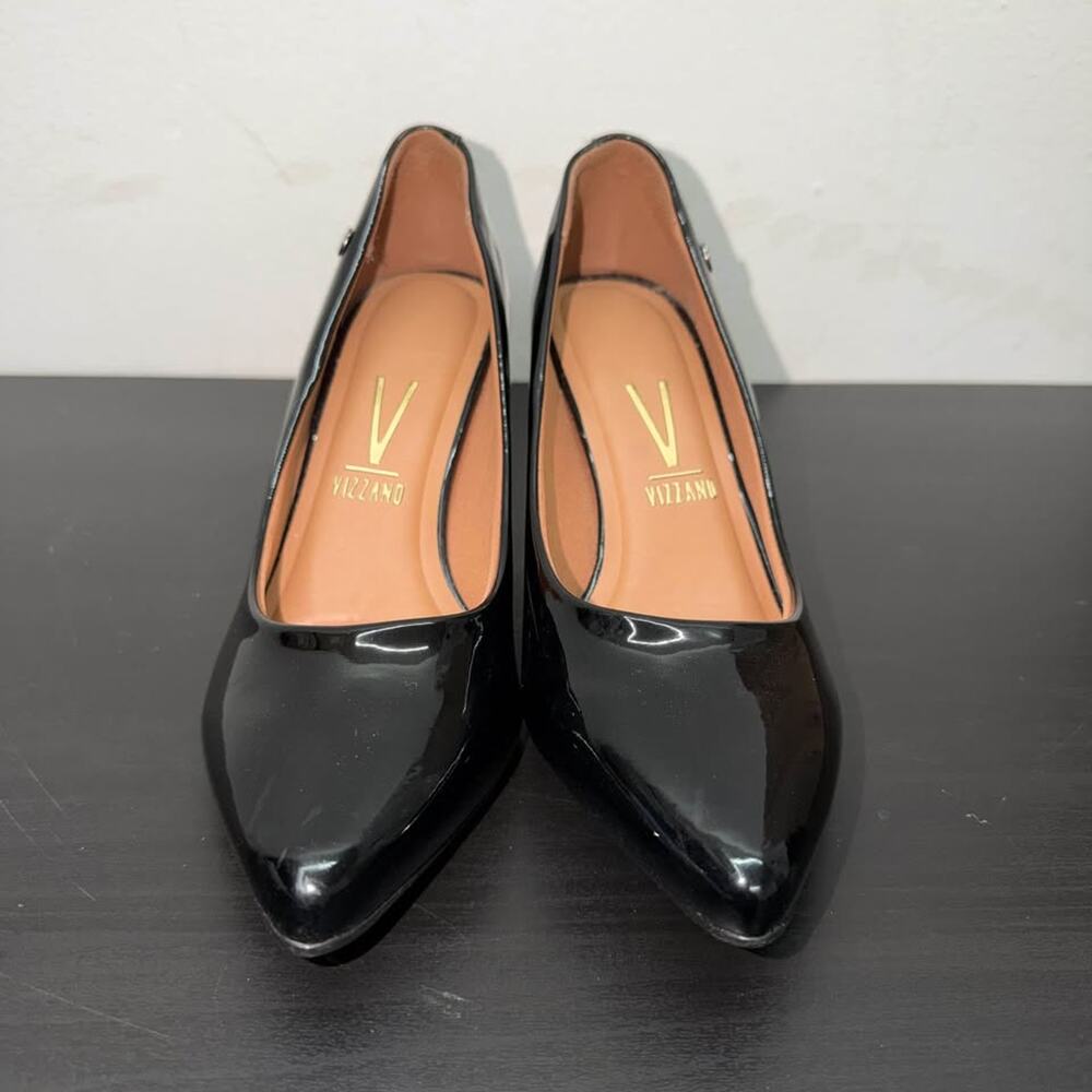 Vizzano Black Patent Block Heel Pumps